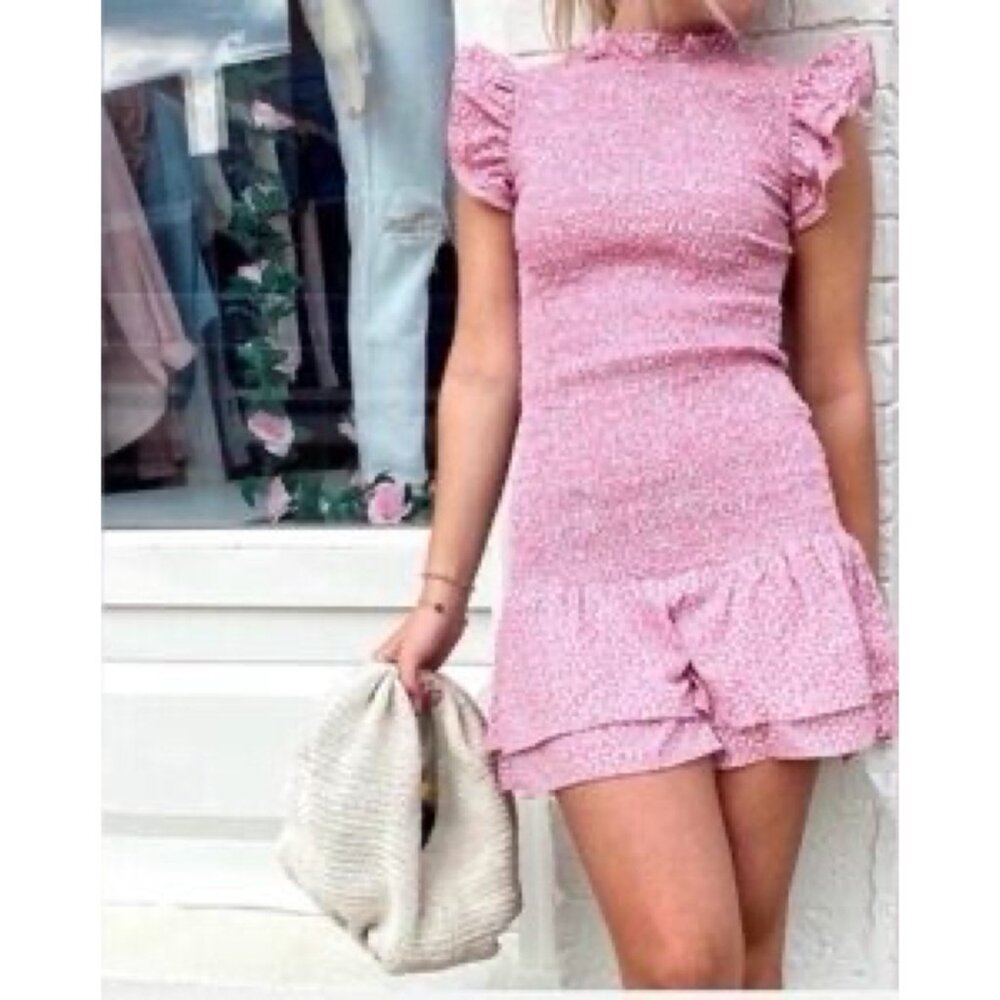 French Connection Elao Verona Crepe Smocked Drop Waist Mini Dress